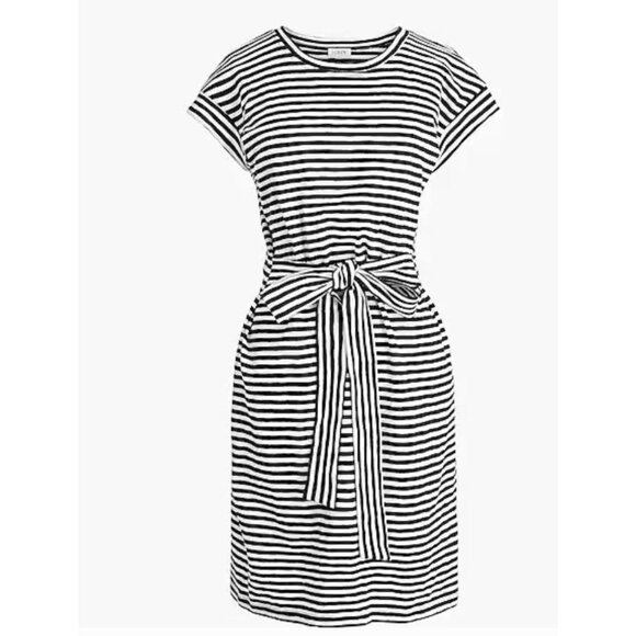 J. Crew Black and White Midi Dress Casual Short Sleeve - Picture 1 of 4